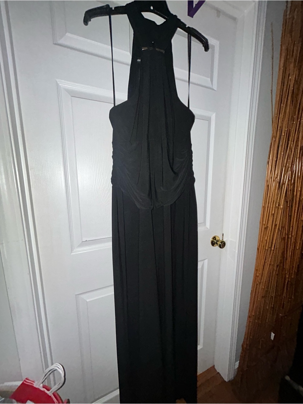 Nine West Black Halter Maxi Dress with Draped Front